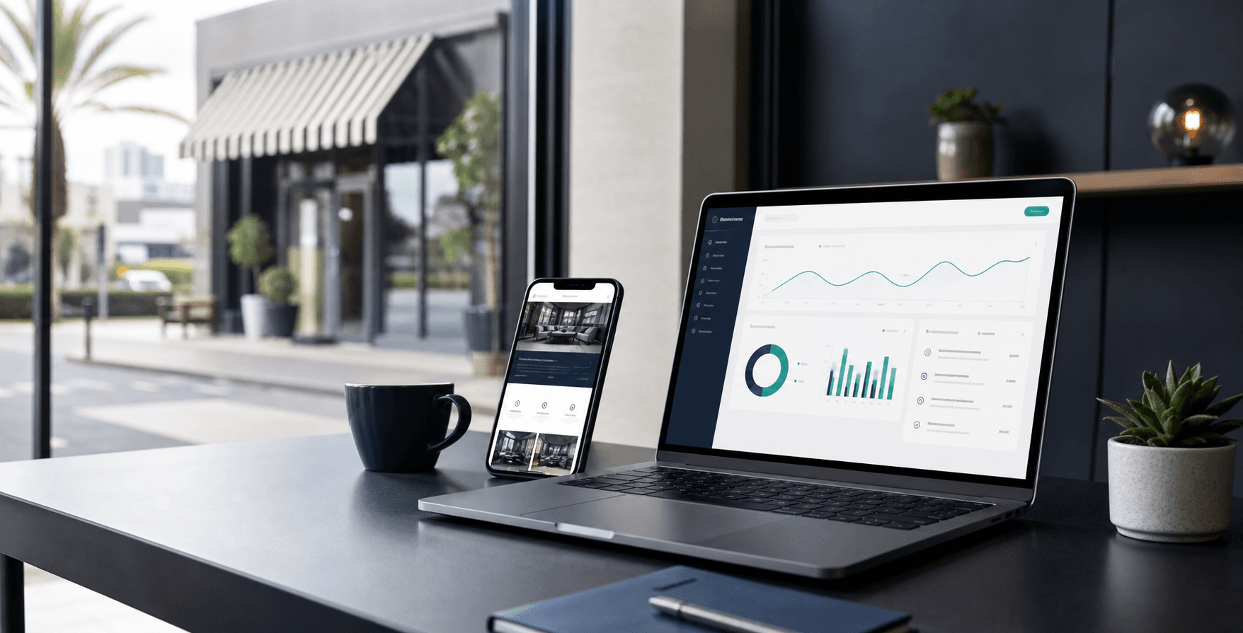 Website mockups on devices for a local South African business